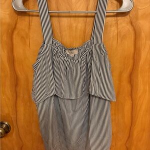 LOFT Black and White Striped Blouse